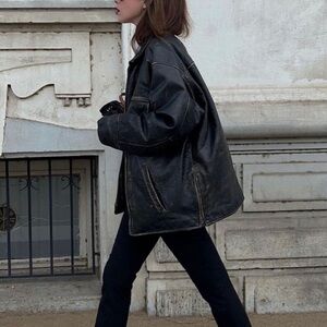 Vintage J. Crew Genuine Thick Leather Jacket Classic Fit